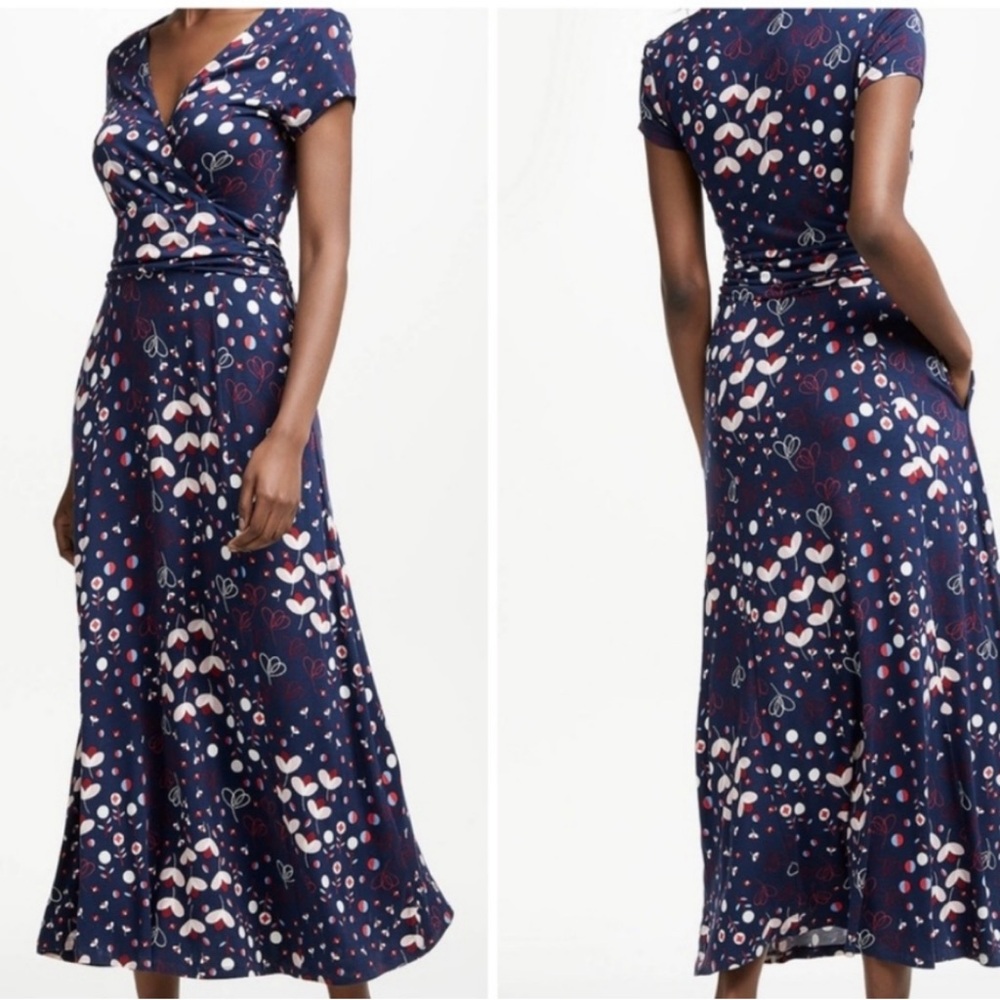 Boden Navy and Pink Midi Dress